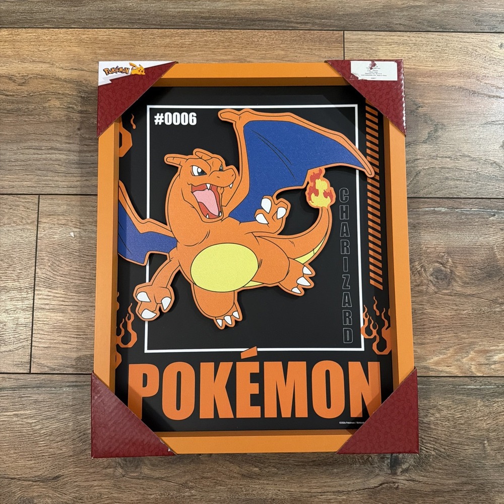 Pokemon Charizard #0006 3D Wood Wall Art Decor Framed Collectible Hanger